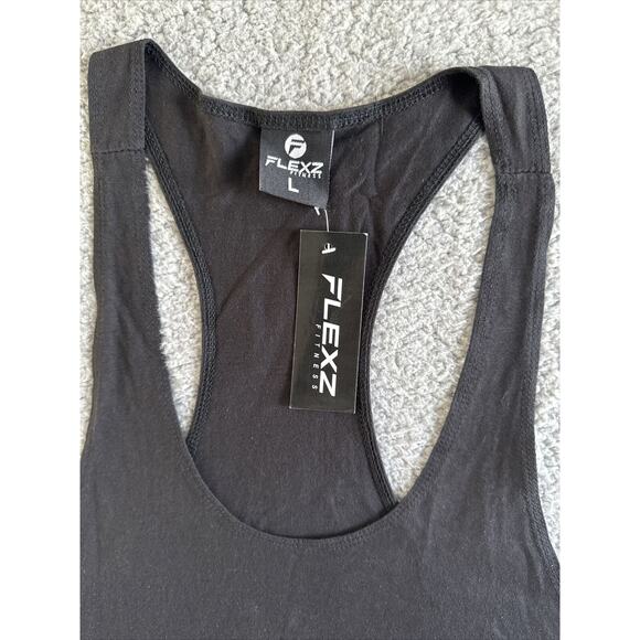 Men's Flex’s Fitness Muscle Tank Gym Active Wear Unisex Bodybuilding NWT Blk L - Picture 2 of 9